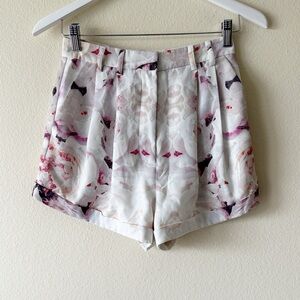 Finders Keepers Floral Pleated Cuffed Shorts